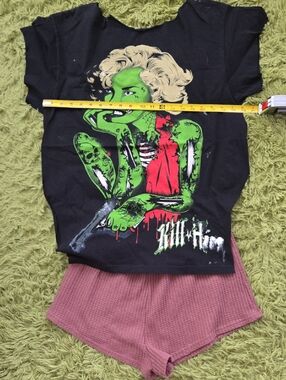 Kids Black Graphic Tee with Green & Red Zombie Print